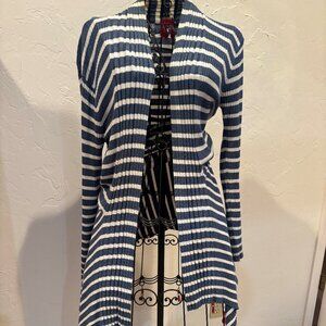 Blue & White Strip Cardigan Sweater